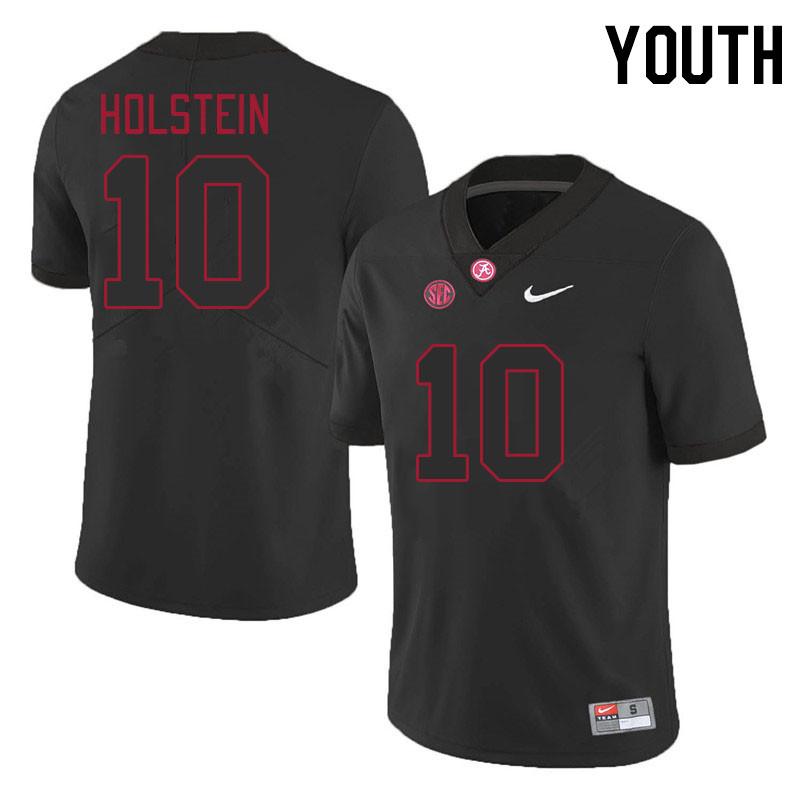 Youth #10 Eli Holstein Alabama Crimson Tide College Footabll Jerseys Stitched-Black